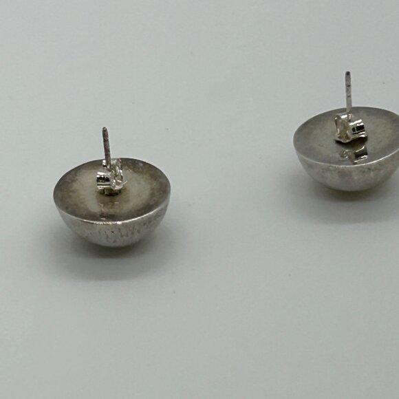 Sterling Silver Stud Earrings Round Lightweight Minimalist Buttin Classic18 mm - Picture 10 of 13